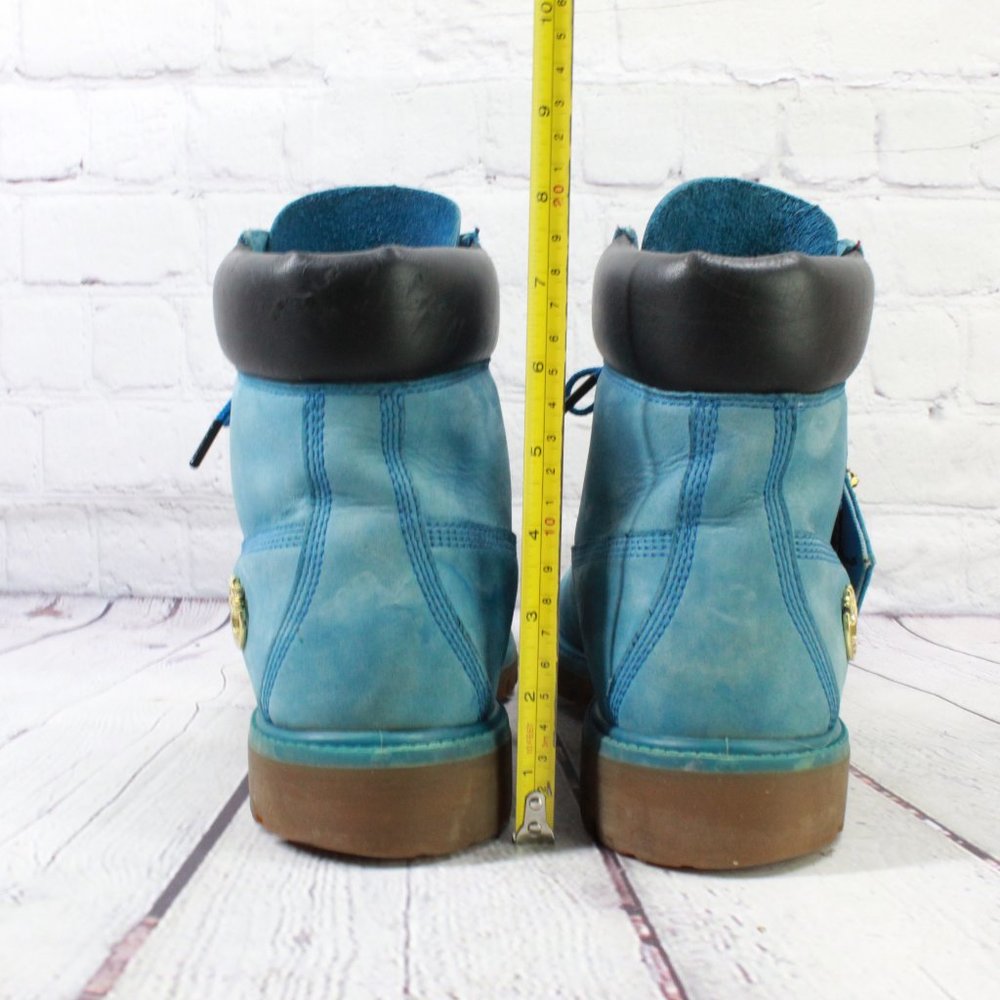 TIMBERLAND 7 Inch Premium Waterproof Blue Leather Lace-up Boots Size 9.5 M - Picture 9 of 10